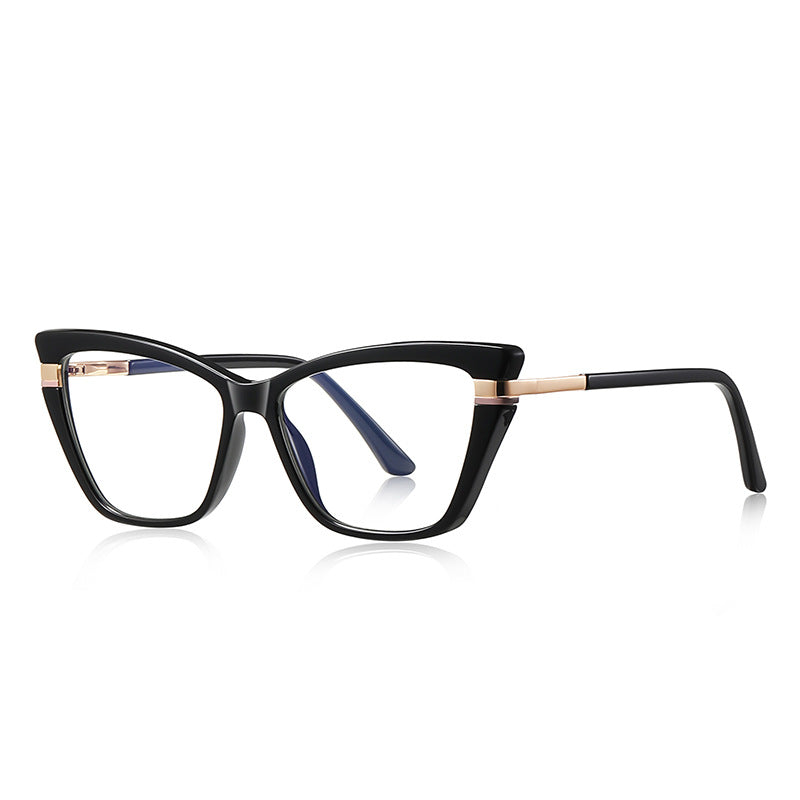 Tiered Hinge Cat Eye Blue Light Blocking Glasses in Glossy Solid Black
