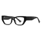 Chevron Quilted Cat Eye Blue Light Blocking Glasses in Glossy Solid Black
