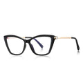Crystal Link Cat Eye Blue Light Blocking Glasses in Glossy Solid Black & Gold