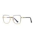 Linear Bar Square Spring Hinge Blue Light Blocking Glasses in Black with Gold Bridge