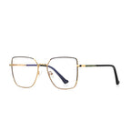Linear Bar Square Spring Hinge Blue Light Blocking Glasses in Black with Gold Bridge