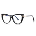 Greek Key Cat Eye Blue Light Blocking Glasses in Glossy Black