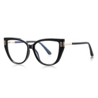 Greek Key Cat Eye Blue Light Blocking Glasses in Glossy Black