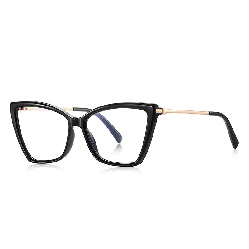 Gold Browbar Butterfly Blue Light Blocking Glasses in Glossy Solid Black