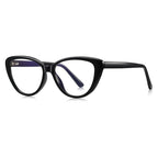 Feline Cat Eye Blue Light Blocking Glasses in Glossy Solid Black