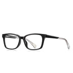 Contrast Temple Rectangle Blue Light Blocking Glasses in Black & Clear