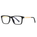 Modern Rectangle Blue Light Blocking Glasses in Glossy Black & Gold