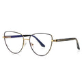 Ladder Temple Metal Cat Eye Blue Light Blocking Glasses in Gold with Black Enamel Rim