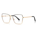 LENSVA Enamel Rim Metal Square Spring Hinge Glasses in Black & Gold