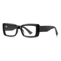 Chevron Temple Rectangle Blue Light Blocking Glasses in Glossy Solid Black