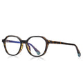 Dipped Tip Geometric Round Blue Light Blocking Glasses in Amber Tortoiseshell & Teal