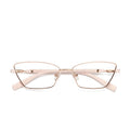 Contrast Sleeve Metal Cat Eye Blue Light Blocking Glasses in Rose Gold with Nude Cream