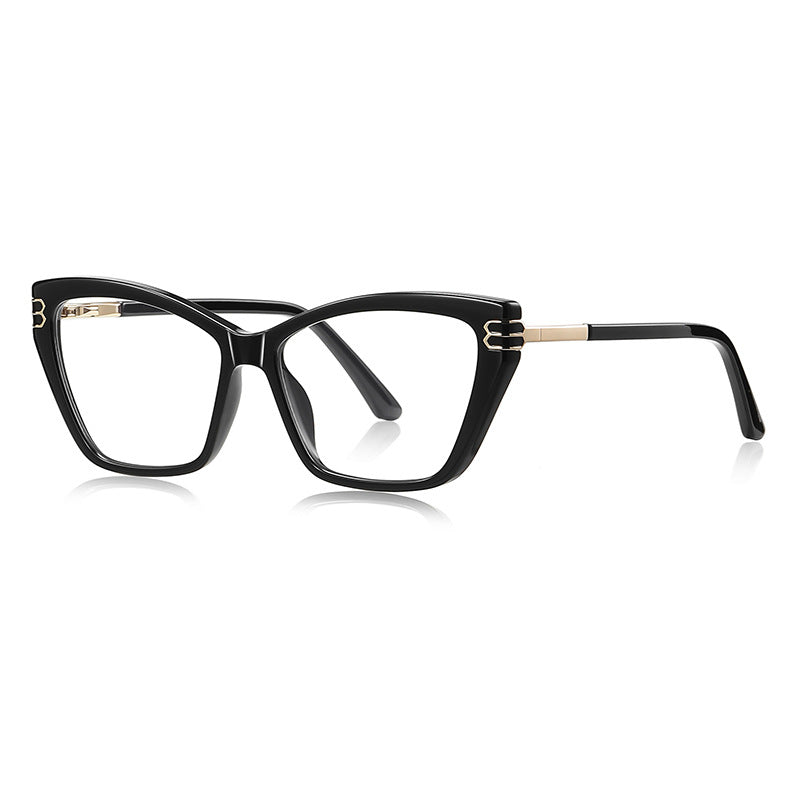 Chevron Hinge Cat Eye Blue Light Blocking Glasses in Glossy Black