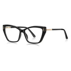 Chevron Hinge Cat Eye Blue Light Blocking Glasses in Glossy Black