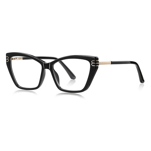 Chevron Hinge Cat Eye Blue Light Blocking Glasses in Glossy Black