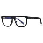 Basketweave Temple Flat Top Blue Light Blocking Glasses in Translucent Ocean Blue