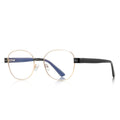 Dual Rivet Metal Panto Blue Light Blocking Glasses in Gold with Cream Bridge & Ivory Rivet Endpieces
