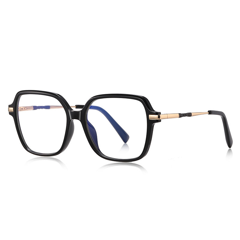 Geometric Square Blue Light Blocking Glasses in Glossy Black