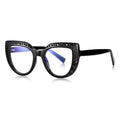 Punched Dot Cat Eye Blue Light Blocking Glasses in Glossy Solid Black
