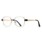 Enamel Accent Metal Square Blue Light Blocking Glasses in Gold & Black