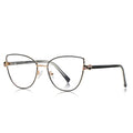 Hourglass Hinge Metal Cat Eye Blue Light Blocking Glasses in Black &amp; Gold