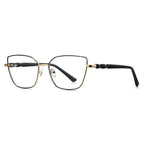 Wavy Temple Butterfly Blue Light Blocking Glasses in Gold with Black Brow & Temples