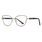 Twisted Temple Butterfly Blue Light Blocking Glasses in Gold with Black Enamel Rim