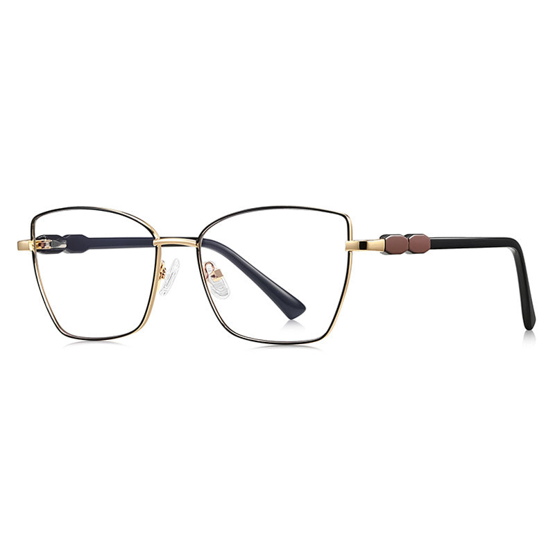 Beaded Temple Butterfly Blue Light Blocking Glasses in Gold with Black Enamel