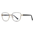 Enamel Rim Metal Square Blue Light Blocking Glasses in Gold with Black Rim
