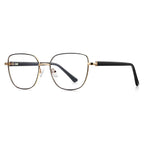 Enamel Rim Metal Square Blue Light Blocking Glasses in Gold with Black Rim