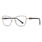 Beaded Temple Square Blue Light Blocking Glasses in Gold with Black Enamel Rim