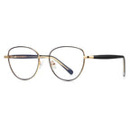 LENSVA Visible Spring Hinge Round Blue Light Glasses in Black and Gold