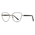 Enamel Trim Cat Eye Blue Light Blocking Glasses in Gold with Black Enamel Rim