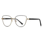 Enamel Trim Cat Eye Blue Light Blocking Glasses in Gold with Black Enamel Rim