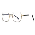 Block Link Metal Square Blue Light Blocking Glasses in Gold with Black Enamel Rim