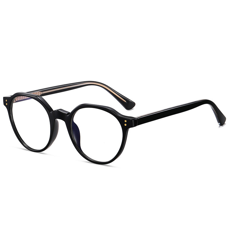Sculpted Round Blue Light Blocking Glasses in Glossy Black