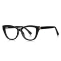 Crystal Accent Cat Eye Blue Light Blocking Glasses in Glossy Black