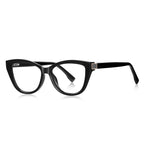 Crystal Accent Cat Eye Blue Light Blocking Glasses in Glossy Black