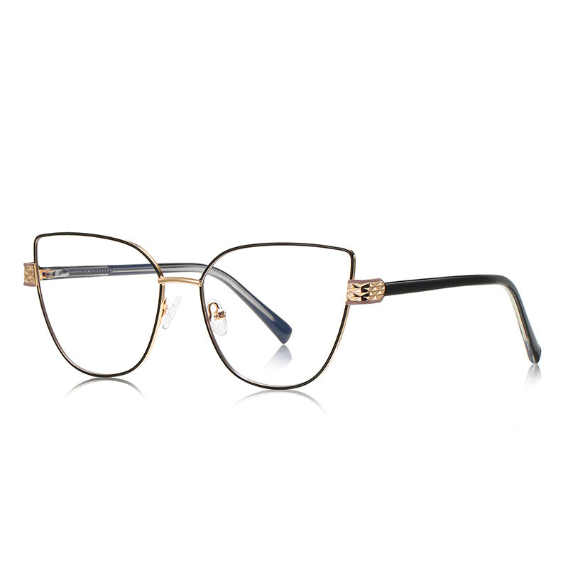 Diamond-Cut Hinge Cat Eye Blue Light Blocking Glasses in Rose Mauve with Gold Hardware