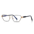 Grid-Texture Metal Cat Eye Blue Light Blocking Glasses in Black & Gold