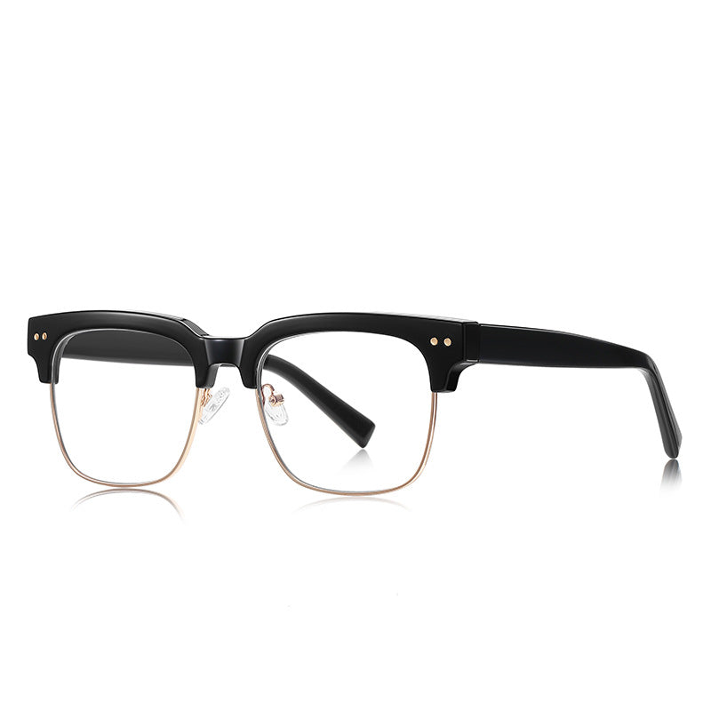 Vintage Browline Blue Light Blocking Glasses in Black & Gold
