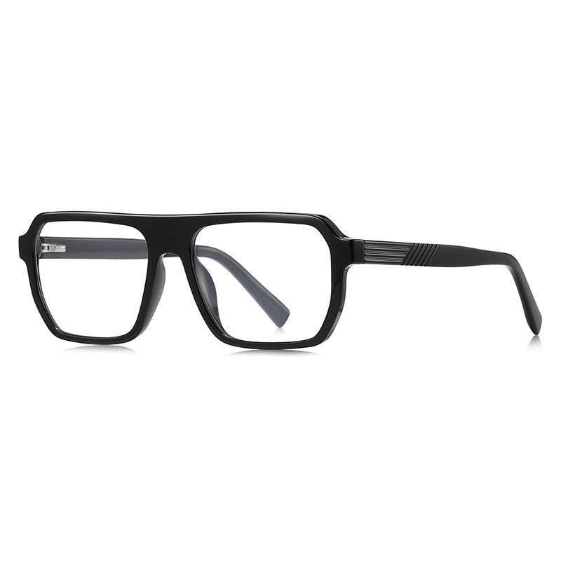 Grooved Temple Navigator Blue Light Blocking Glasses in Glossy Solid Black