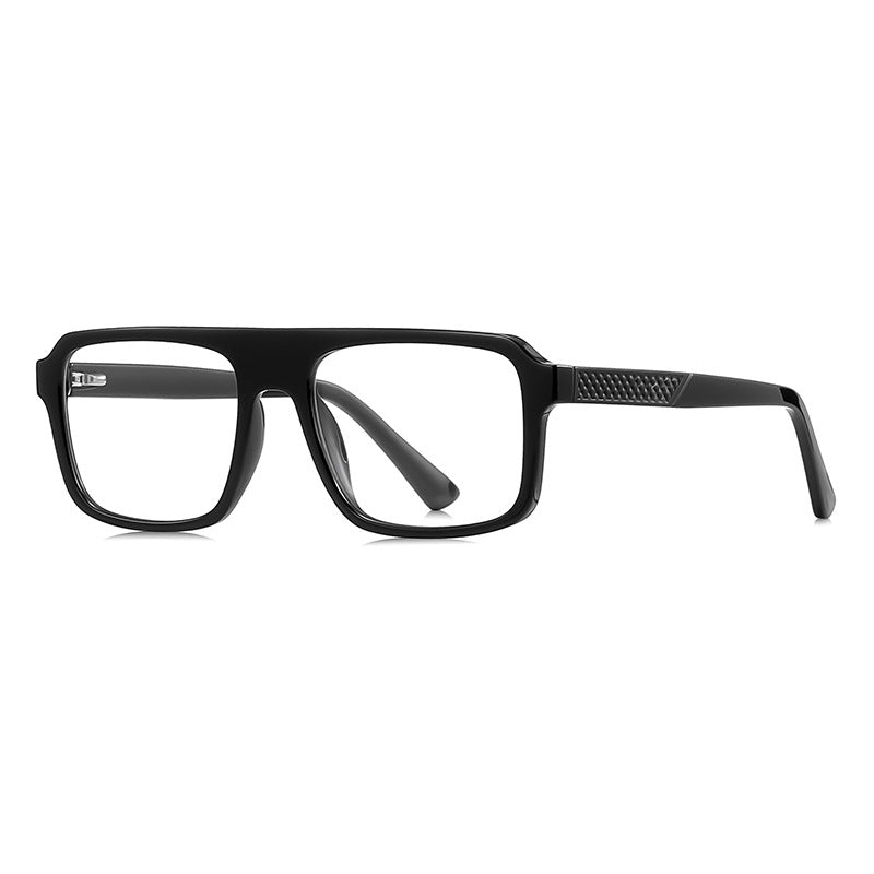 Crosshatch Temple Navigator Blue Light Blocking Glasses in Glossy Solid Black