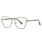 Fretwork Temple Butterfly Spring Hinge Blue Light Blocking Glasses in Black with Gold Bridge