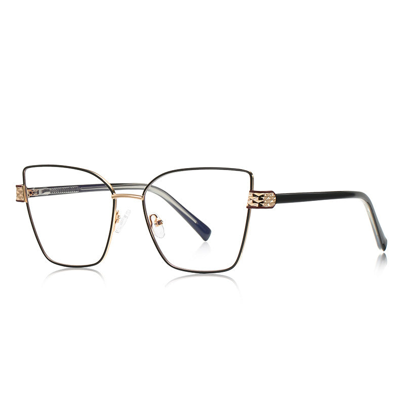 Diamond-Cut Hinge Butterfly Blue Light Blocking Glasses in Champagne Nude with Gold Hardware