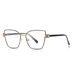 Diamond-Cut Hinge Butterfly Blue Light Blocking Glasses in Champagne Nude with Gold Hardware