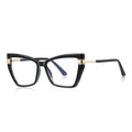 Winged T-Bar Cat Eye Blue Light Blocking Glasses in Glossy Black & Gold