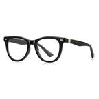 Metal Band Square Blue Light Blocking Glasses in Glossy Black & Gold