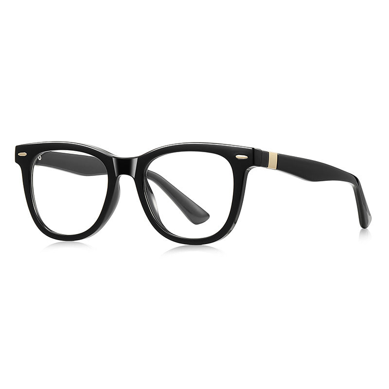 Metal Band Square Blue Light Blocking Glasses in Glossy Black & Gold
