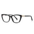 Gold Accent Cat Eye Blue Light Blocking Glasses in Glossy Black